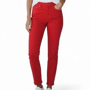 J.Crew Vintage Red Corduroy Jeans Size 24 Y2K Straight Leg Statement Bold Chic
